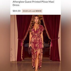 Afterglow Guest Printed Plisse Maxi Dress